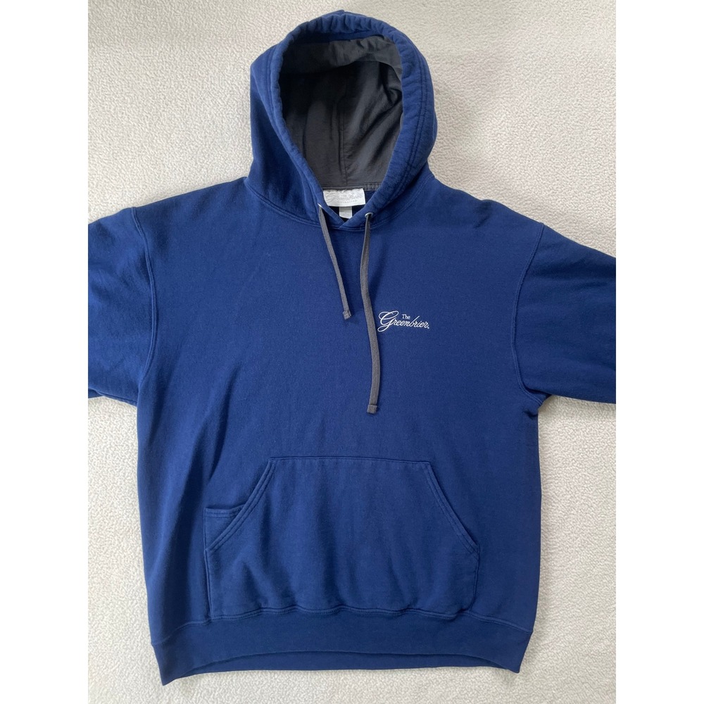 The Greenbrier Resort WV Mens Large Hoodie Blue Embroidered Fleece Sweatshirt - Picture 10 of 12